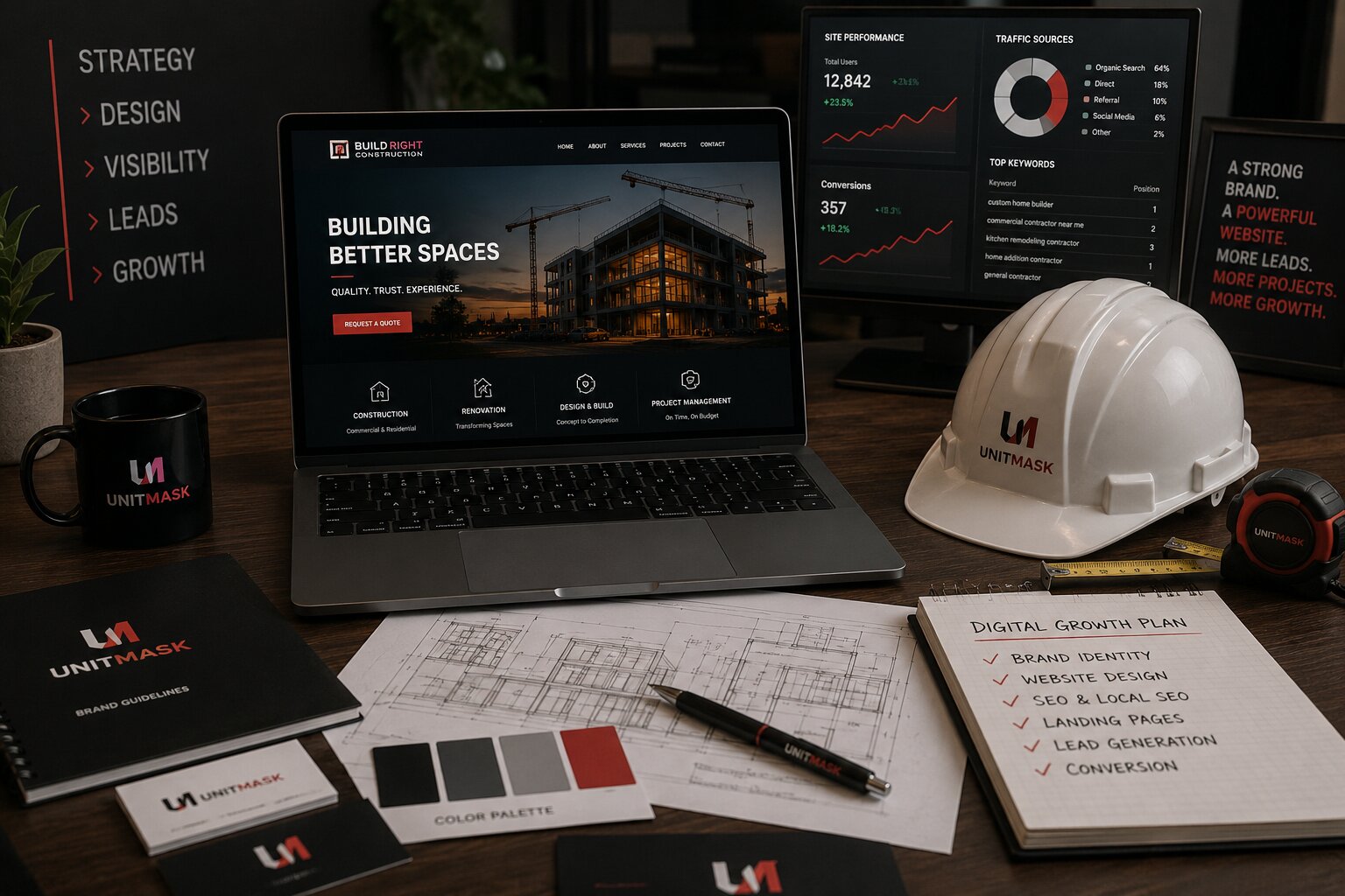 Contractor digital growth strategy combining branding, website design, SEO and lead generation