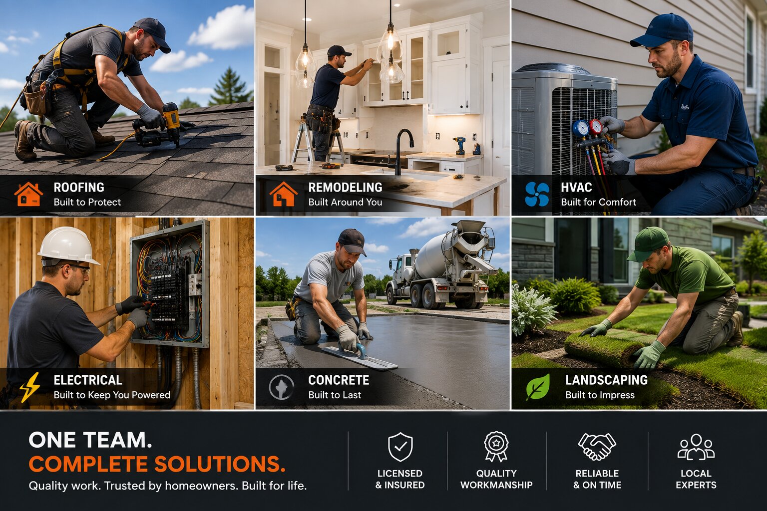 U.S. contractors including roofing, remodeling, HVAC, electrical, concrete and landscaping professionals