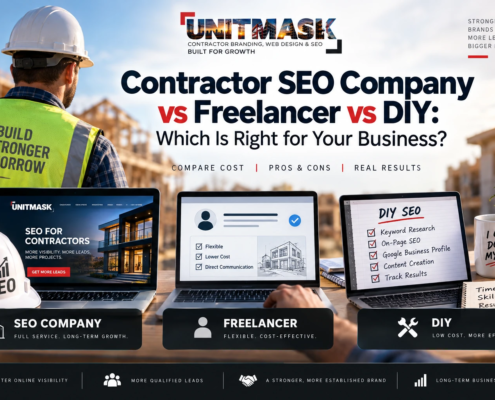 Contractor SEO company vs freelancer vs DIY comparison for U.S. construction businesses