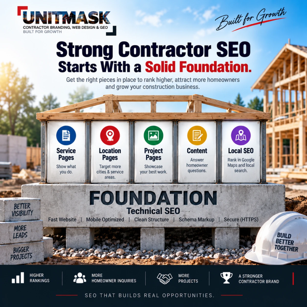 Technical SEO Foundation for General Contractors Technical SEO foundation supporting service, location, project, content, and local SEO pages for general contractors