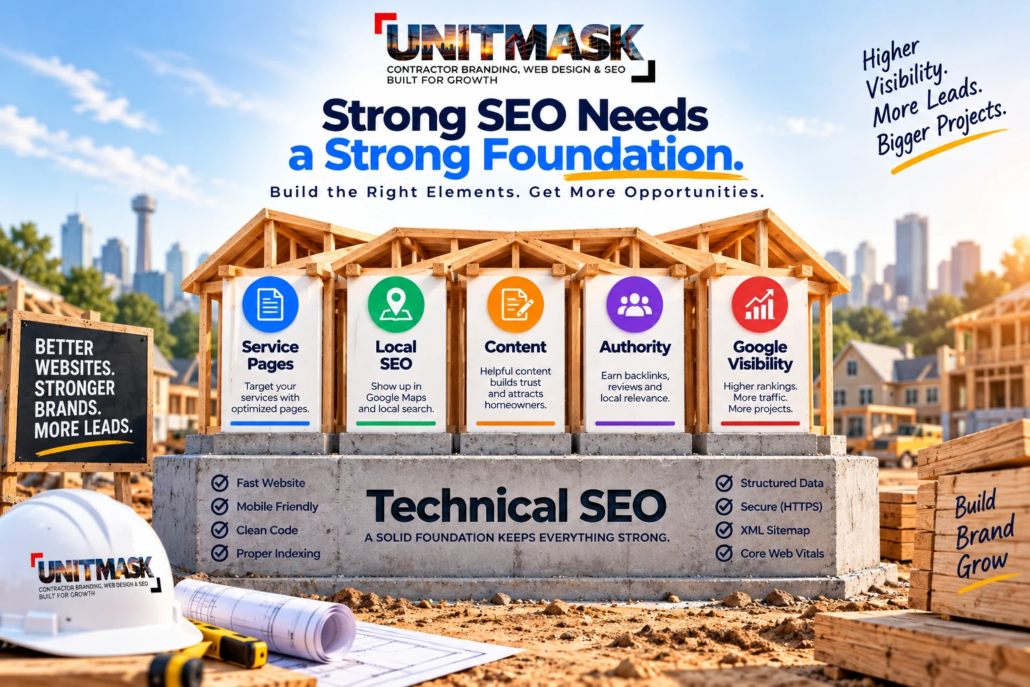 Technical SEO Foundation for Contractor SEO Technical SEO foundation for contractors supporting service pages, local SEO, content, authority, and Google visibility