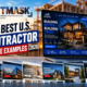 Cover graphic for 15 best U.S. contractor website examples in 2026, featuring desktop and mobile construction website designs by Unitmask.