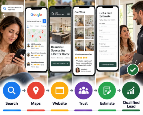 Homeowner journey from Google search to qualified remodeling contractor lead