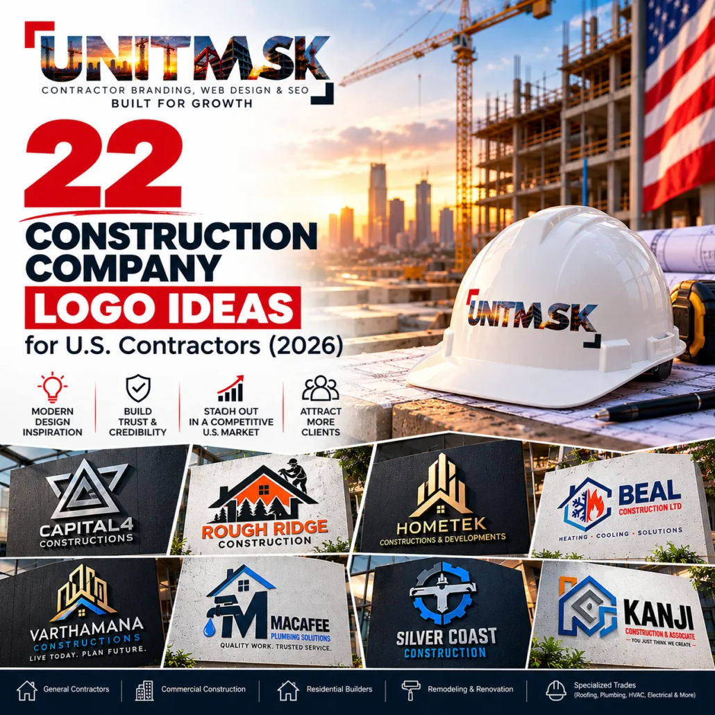 22 Construction Company Logo Ideas for U.S. Contractors (2026) | Unitmask 22 construction company logo ideas for U.S. contractors in 2026, featuring modern contractor branding examples for residential, commercial and specialty trades.